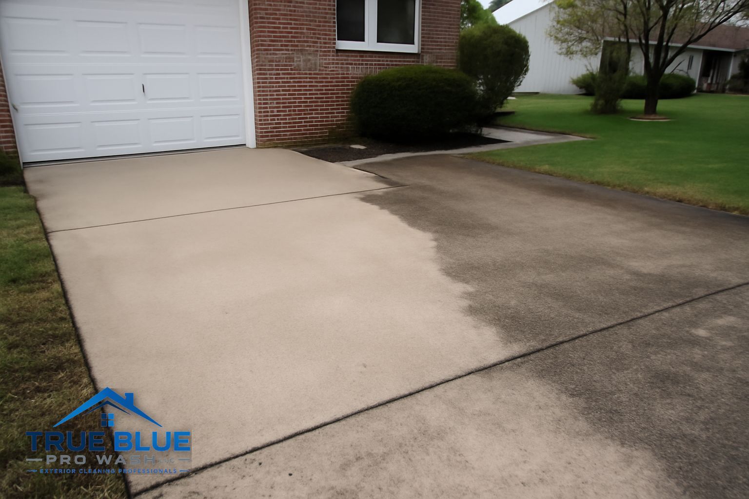 Clean concrete driveway after professional pressure washing in Bear DE