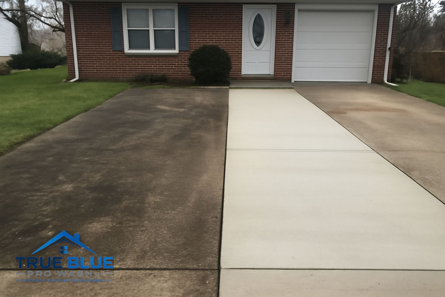 Concrete driveway being pressure washed in New Castle Delaware