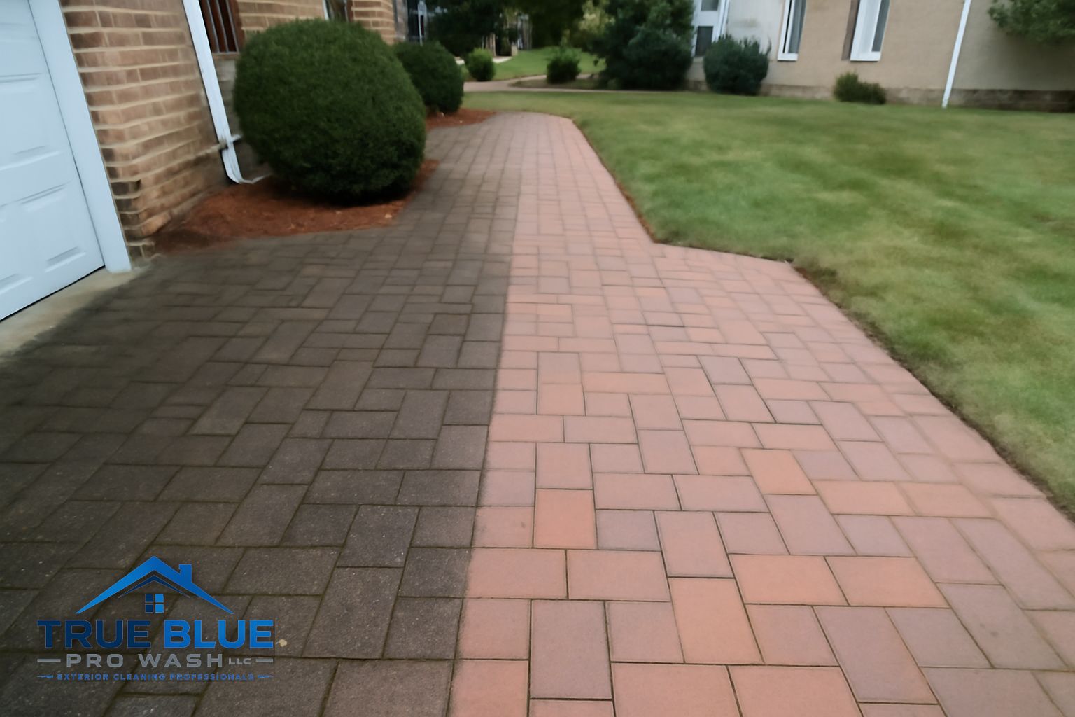 Clean paver patio after professional soft washing in Chadds Ford Pennsylvania