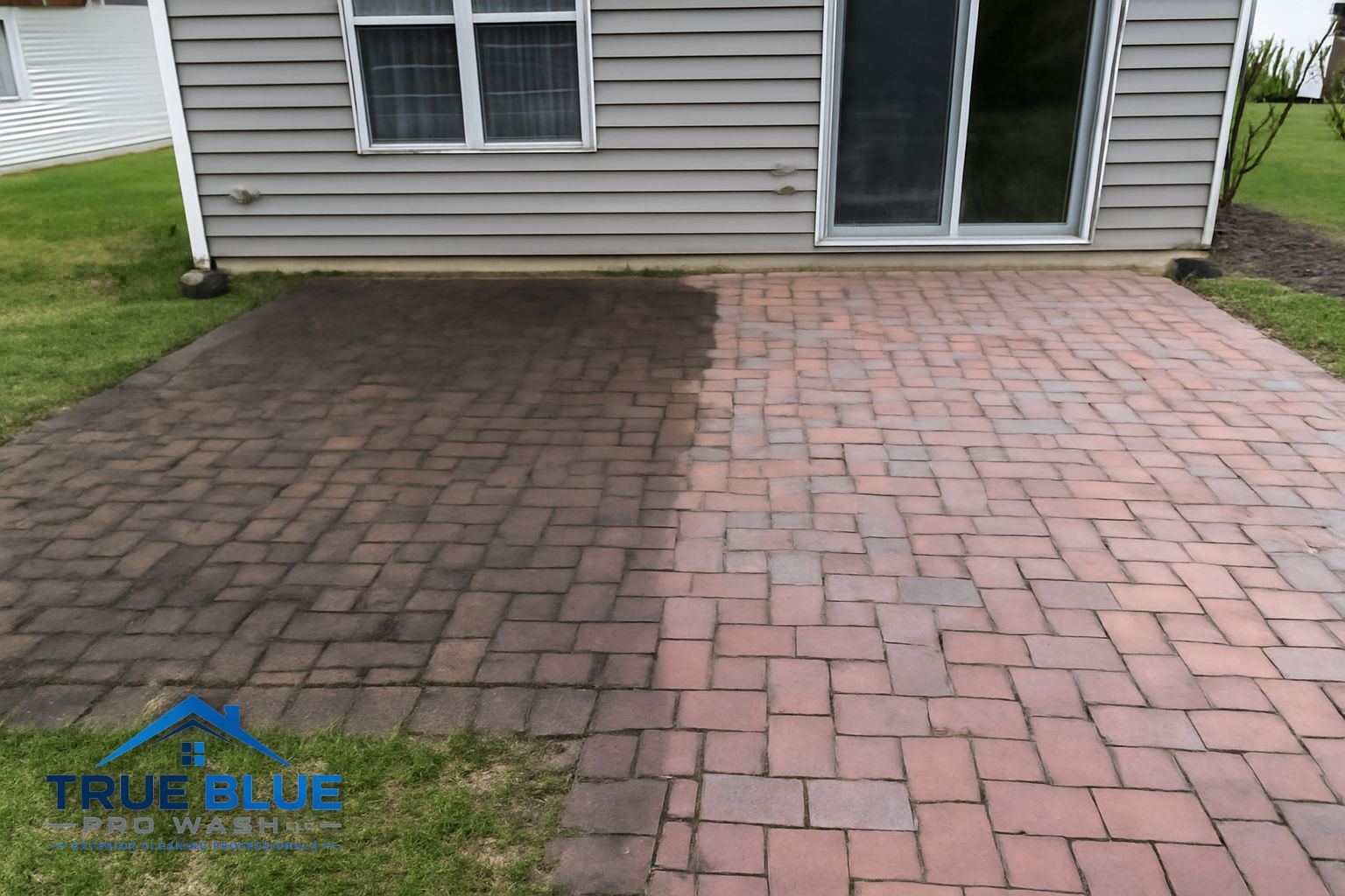Before and after paver cleaning result in New Castle County Delaware