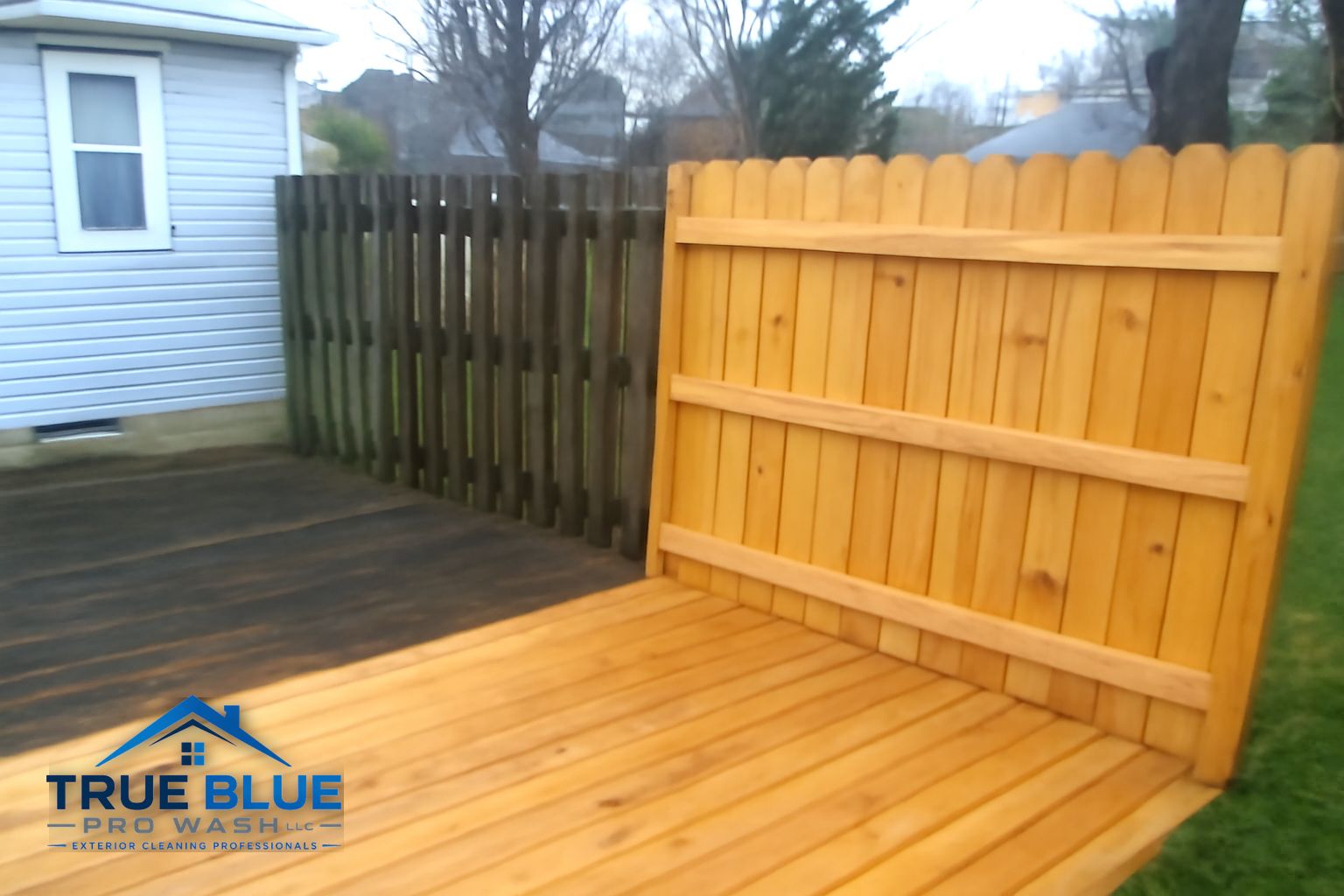 Full exterior cleaning job in Wilmington Delaware including deck and house soft wash