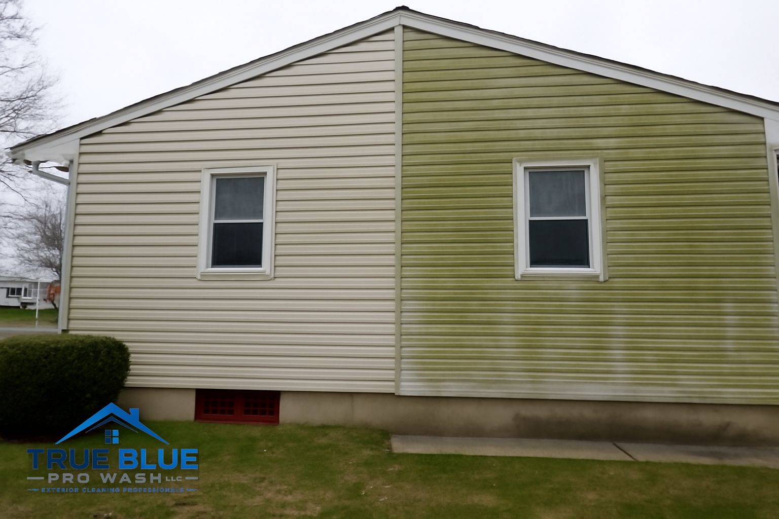 Clean siding and trim on a Wilmington Delaware home after professional soft washing service