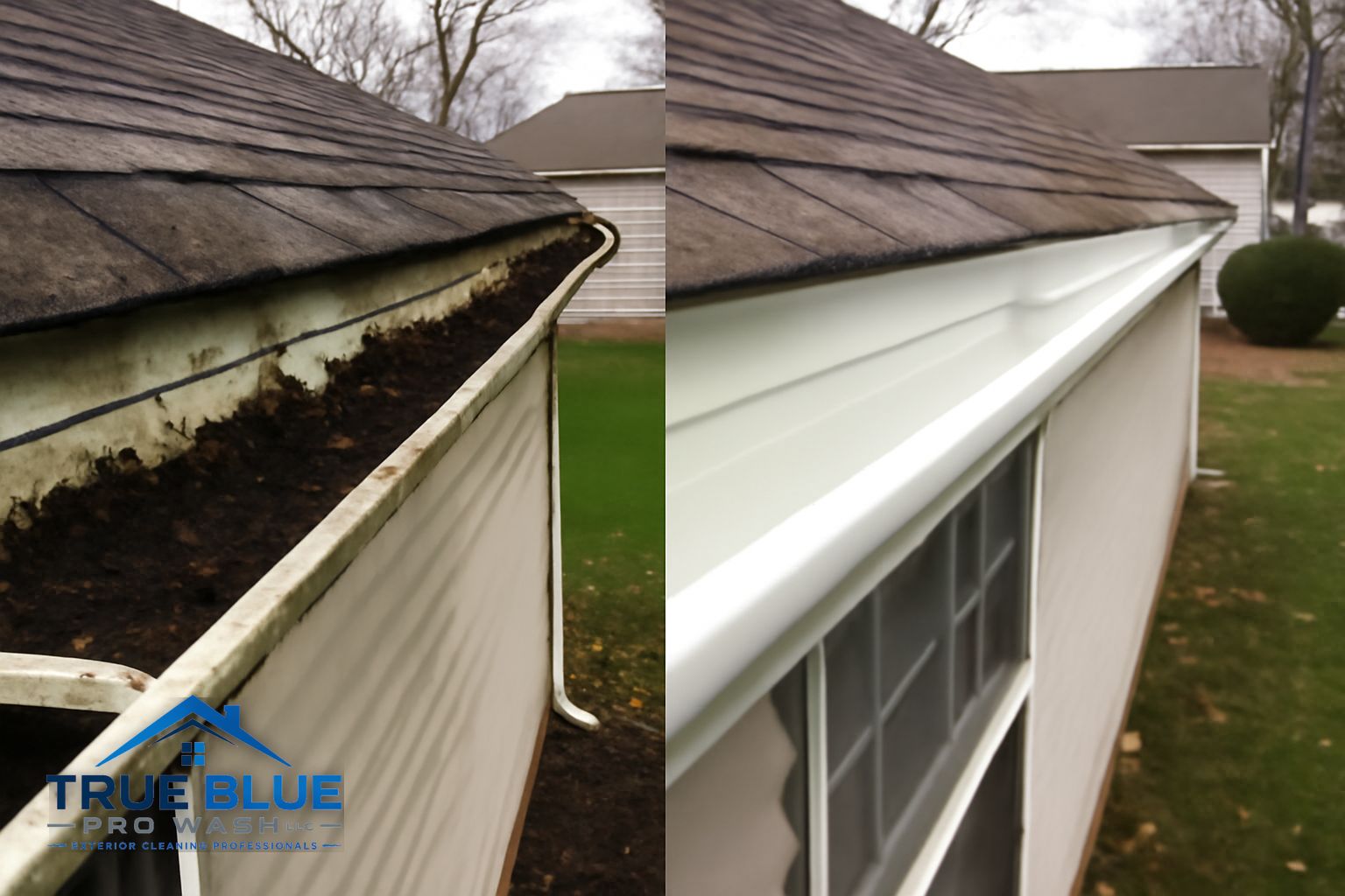 Gutter cleaning and brightening on a Wilmington Delaware home