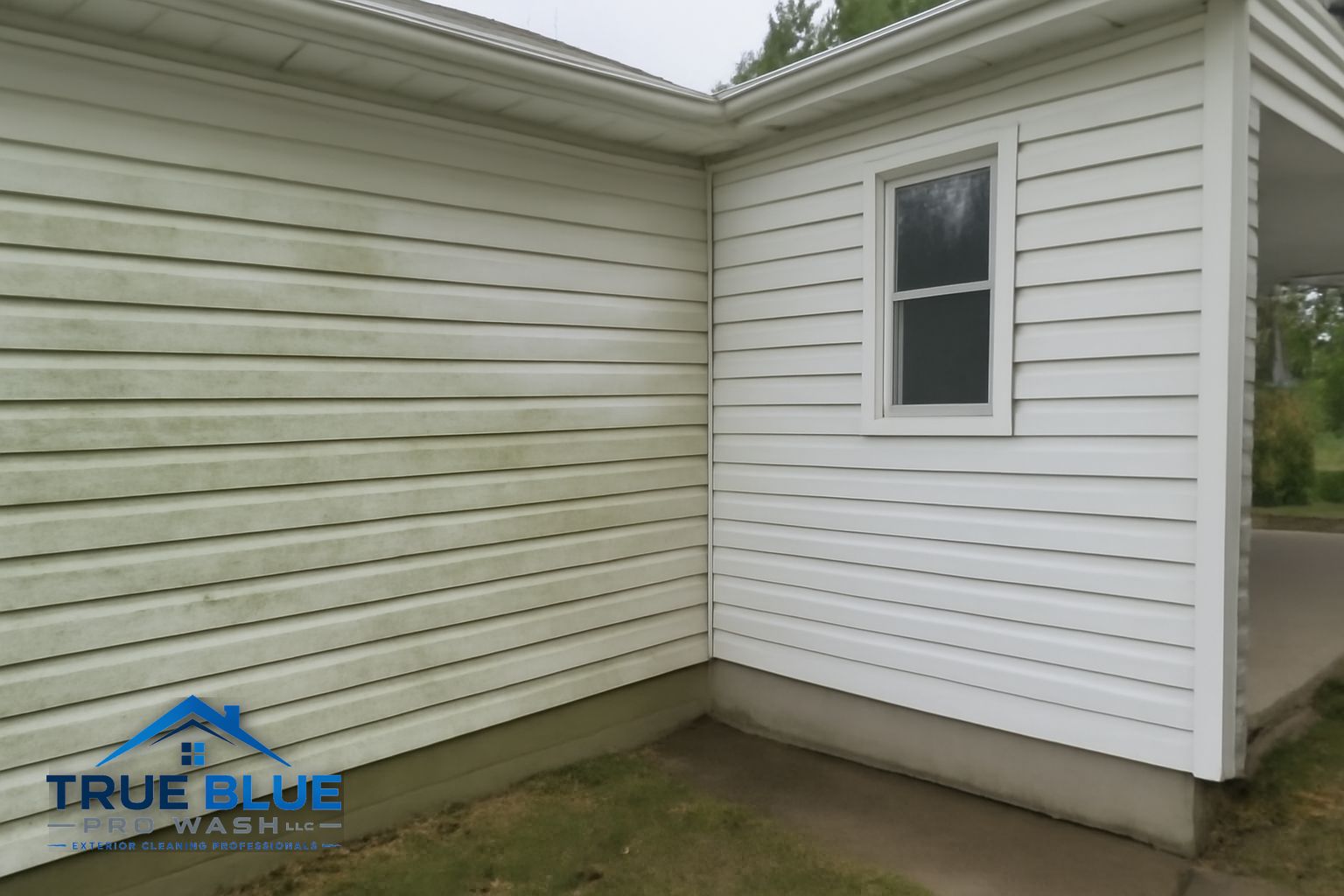 Clean siding and bright fascia on a West Chester PA home after True Blue Pro Wash soft washing service