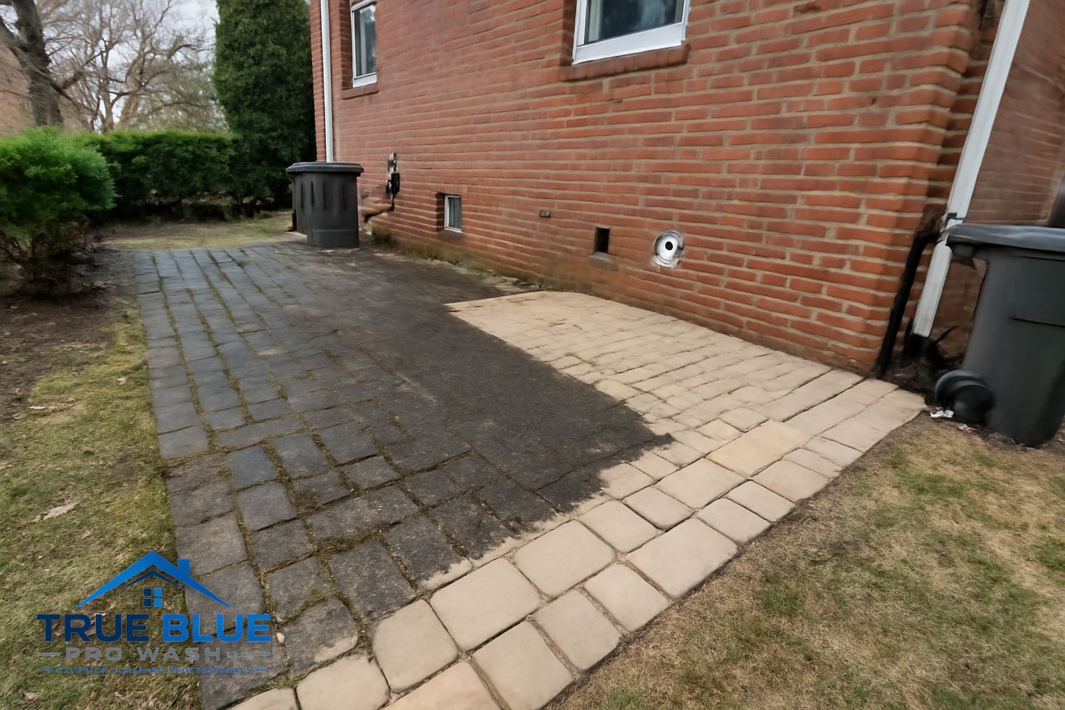 Exterior buildup relevant to paver cleaning