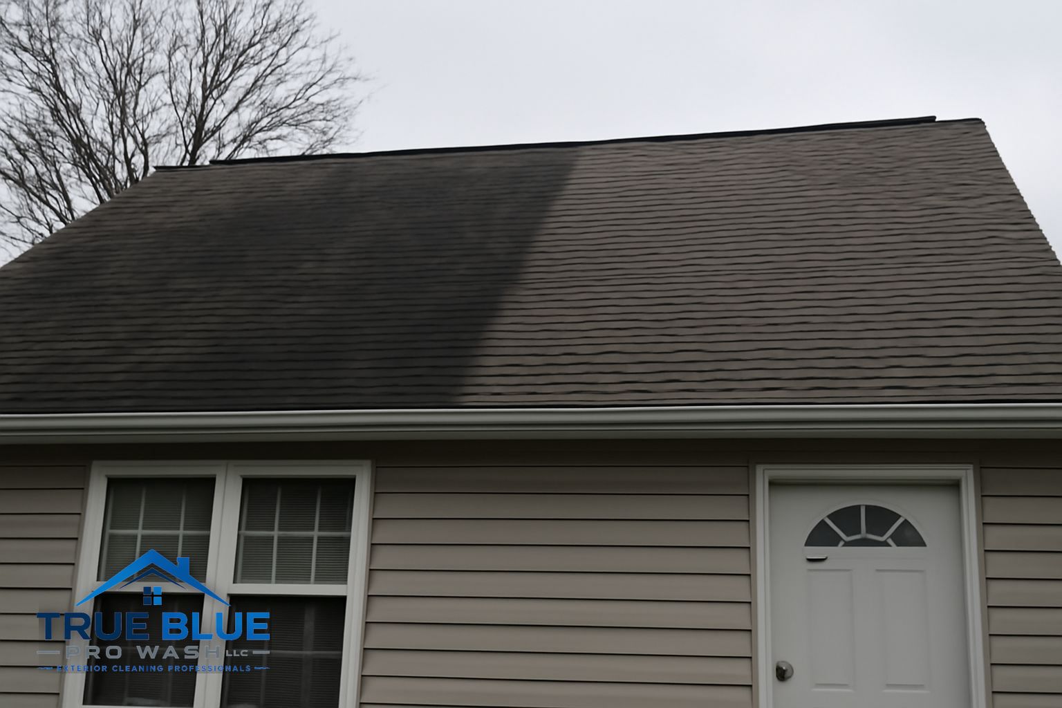 Clean residential roof after soft washing in New Castle Delaware 19720