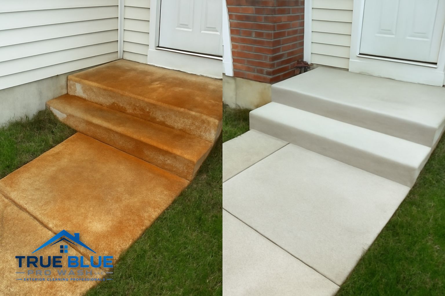 Rust stain treatment on a concrete driveway in Hockessin Delaware