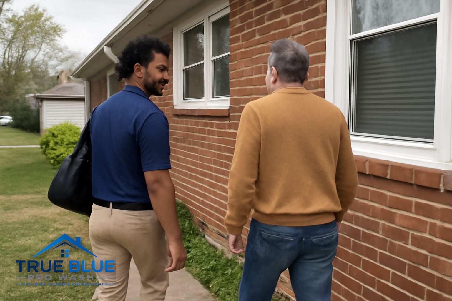 Oxidation streaks on vinyl siding near a gutter line on a Kennett Square home