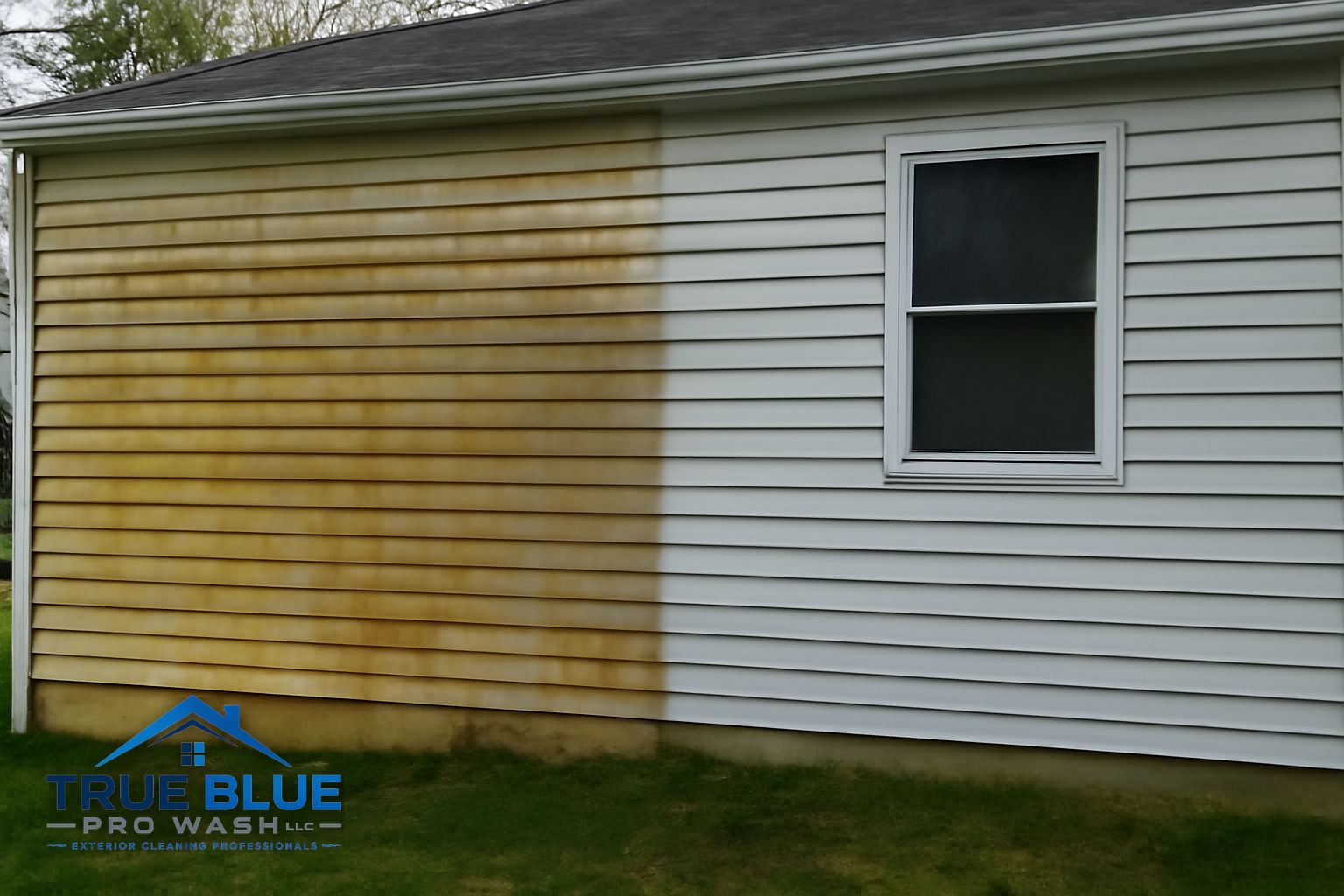 Orange rust stains on a concrete driveway in New Castle, DE before treatment