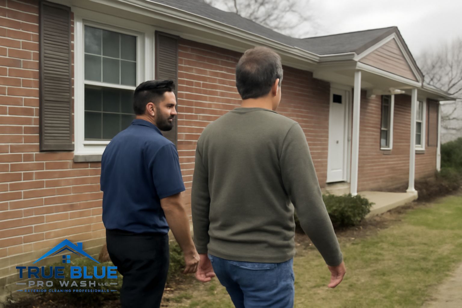 Technician applying rust remover to stained brick in West Chester PA