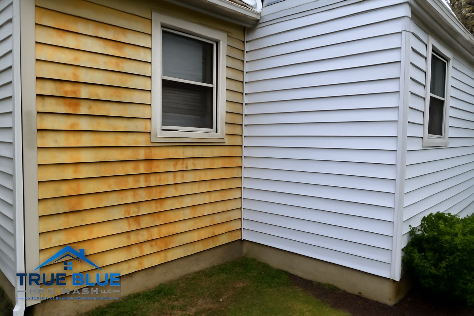 Orange rust staining on a concrete driveway in Wilmington, Delaware before treatment